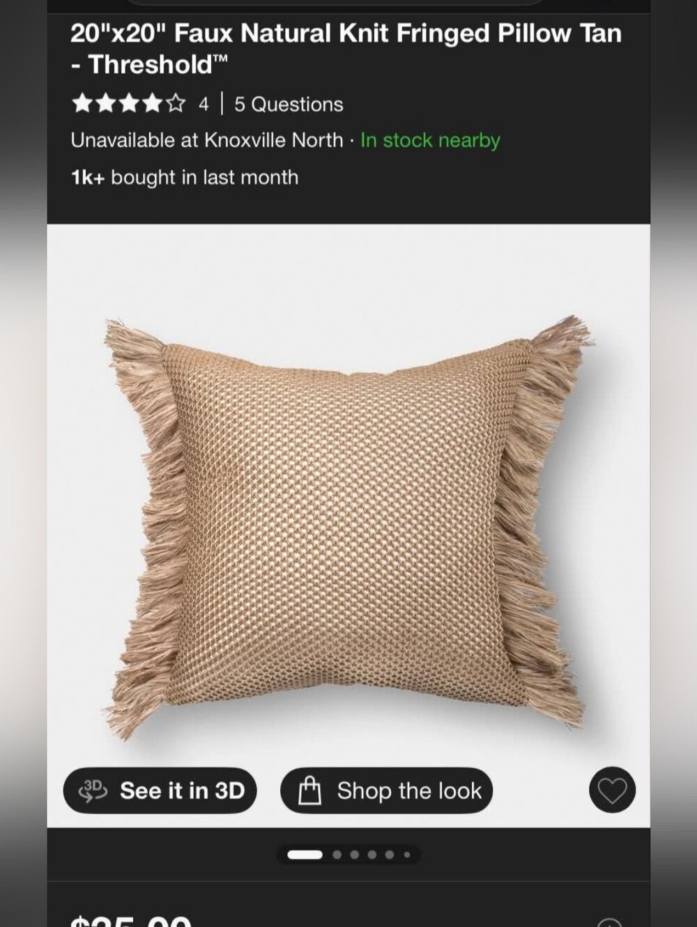 Get 2 Threshold Woven Fringe Throw Pillow in Tan
